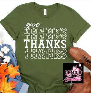 Give Thanks  Stacked Word Art Tshirt