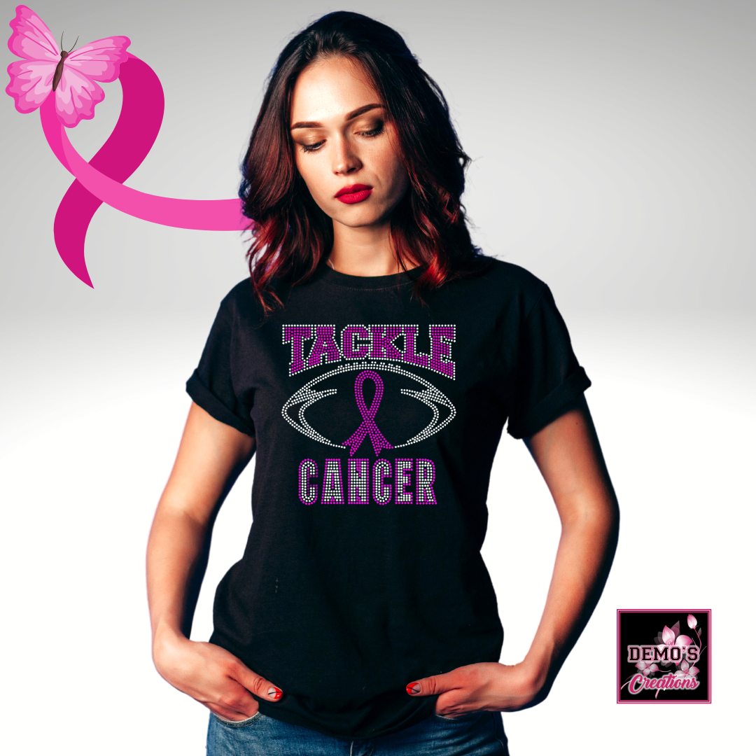 Tackle Breast Cancer Rhinestone Tshirt