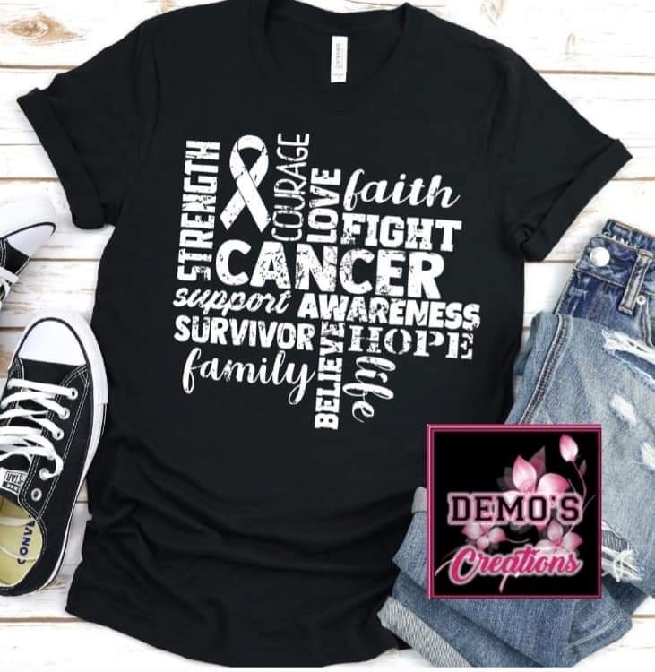 Survivor Faith Strength Awareness Breast Cancer Word Art Tshirt