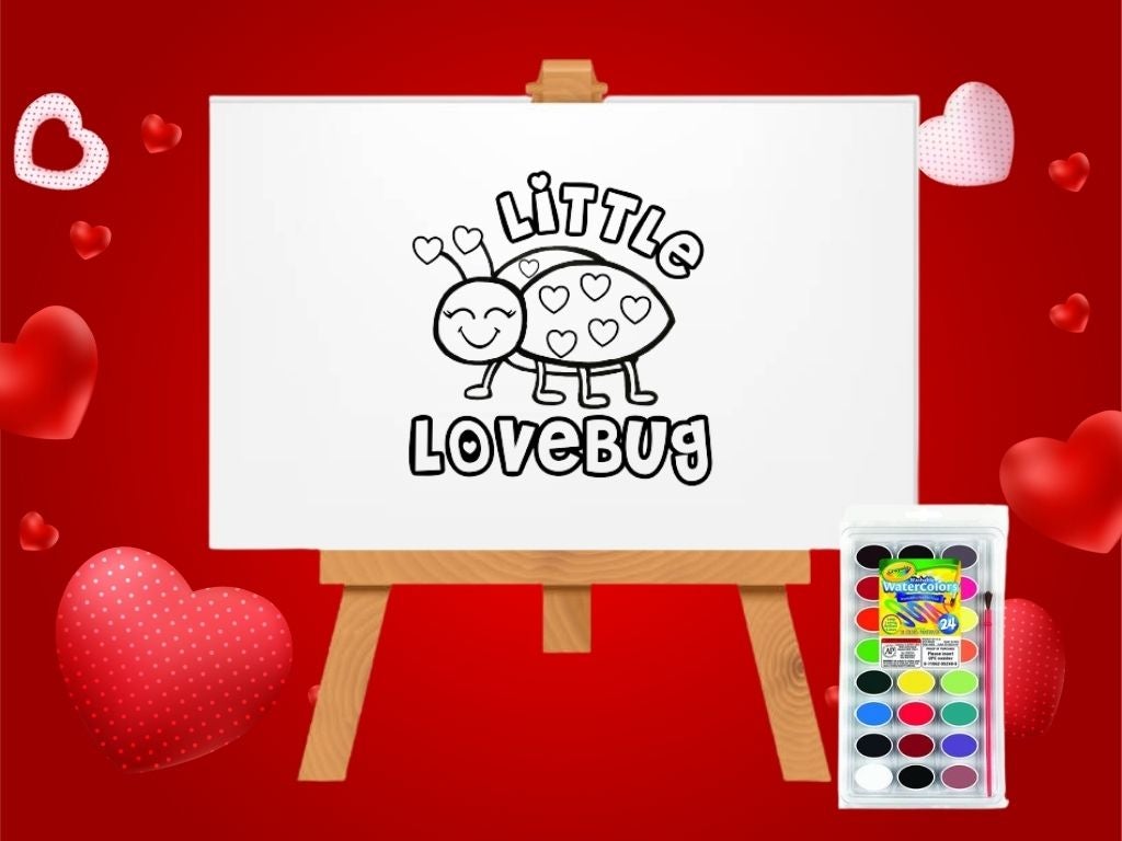 Little Lovebug Valentine's Day Coloring Canvas