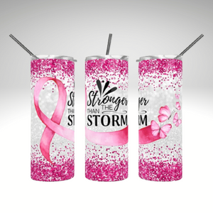 Stronger Than The Storm Breast Cancer Awareness Tumbler